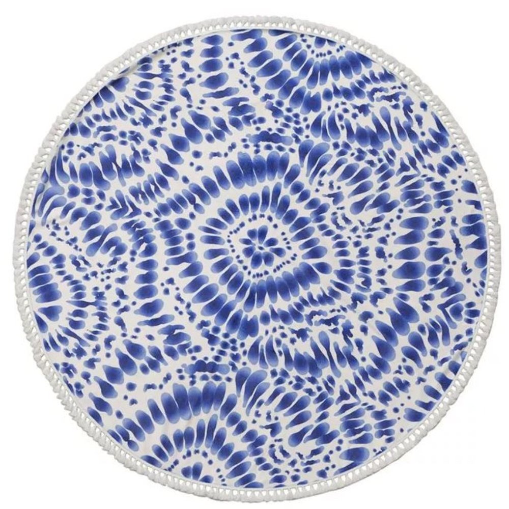 Enchante Home Indigo Round Turkish Beach Towel